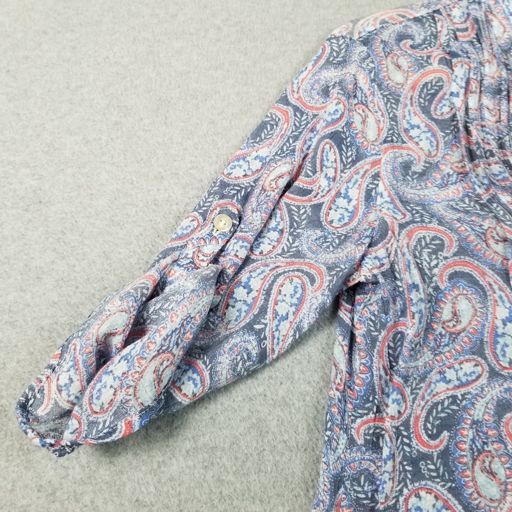 Ruby Rd Button Up Shirt Women's Small S Blue Red Paisley See Through 3/4 Sleeve - Picture 4 of 9